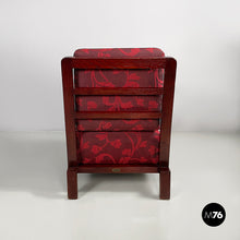 画像をギャラリービューアに読み込む, Armchair in wood and red fabric, 1930s