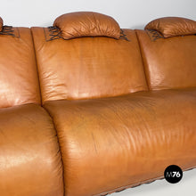 Carica l'immagine nel visualizzatore di Gallery, Modular brown leather sofa, 1970s