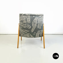 Load image into Gallery viewer, Armchair in wood, green and white velvet, 1960s