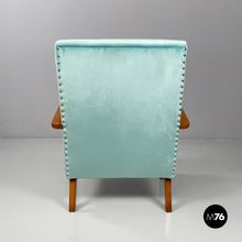Load image into Gallery viewer, Armchairs in light blue and wood, 1950s
