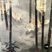 Load image into Gallery viewer, Silk tapestry with 5 foxes in bamboo forest, mid 1700s