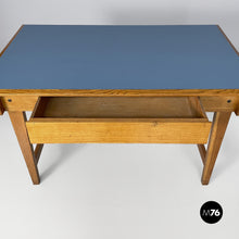画像をギャラリービューアに読み込む, Desk in blue laminate and wood, 1960s