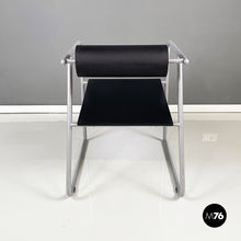 将图片加载到图库查看器,Chair in gray metal, black rubber and wood, 1980s