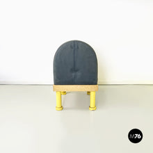 将图片加载到图库查看器,Chair in gray velvet, briar wood and yellow metal, 1980s