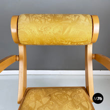 Carica l'immagine nel visualizzatore di Gallery, Yellow fabric and wooden chair by Bros/s, 1980s
