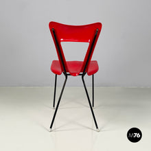 将图片加载到图库查看器,Chair in red plastic and black metal, 1960s