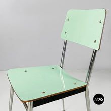 将图片加载到图库查看器,Chairs in aqua green formica and metal, 1960s