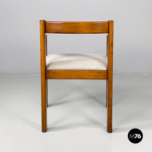 Load image into Gallery viewer, Chairs in wood and beige fabric, 1970s