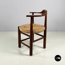 画像をギャラリービューアに読み込む, Tub chairs in straw and wood, 1970s