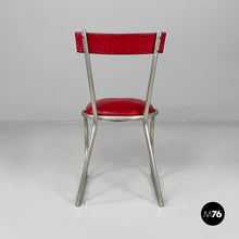 将图片加载到图库查看器,Chairs in red faux leather and metal, 1930s