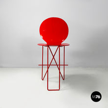 Load image into Gallery viewer, Stools in wood and red metal, 1980s