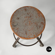 Load image into Gallery viewer, Stool in grey wood and metal, 1950s