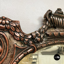 画像をギャラリービューアに読み込む, Oval wall mirror in silvered copper, early 1900s