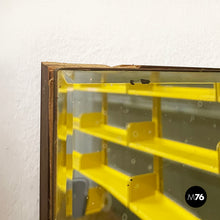 画像をギャラリービューアに読み込む, Rectangular wall mirror in wood and burnished brass, 1960s