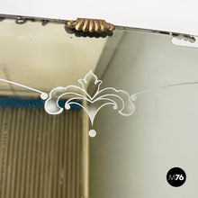 画像をギャラリービューアに読み込む, Full-length wall mirror with brass and glass details, 1940s