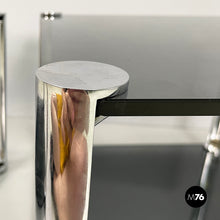 画像をギャラリービューアに読み込む, Coffee tables in smoked glass and chromed metal, 1980s