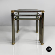 将图片加载到图库查看器,Coffe tables in metal and glass, 1980s