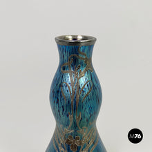 画像をギャラリービューアに読み込む, Vase in blue glass and silver-plate, 1930s