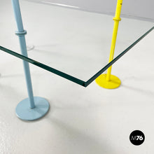 将图片加载到图库查看器,Coffe table in glass and metal rods, 1980s