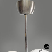 将图片加载到图库查看器,Opaline glass and metal chandelier, 1970s
