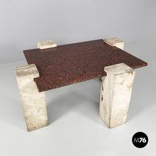 画像をギャラリービューアに読み込む, Red granite and travertine coffee table, 1970s