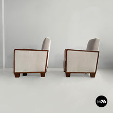 Load image into Gallery viewer, Armchairs in wood and grey velvet, 1930s