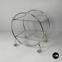 画像をギャラリービューアに読み込む, Cart in steel and glass, 1970s