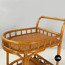画像をギャラリービューアに読み込む, Double-shelf cart in rattan and bamboo, 1960s
