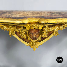 Load image into Gallery viewer, Console in gold wood with decorations, 1700s