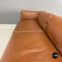 将图片加载到图库查看器,Brown leather sofa by Cappellini, 2000s