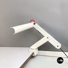 Load image into Gallery viewer, Adjustable white metal table lamp with clamp, 1980s