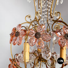 Load image into Gallery viewer, Chandeliers in pink glass and brass, early 1900s