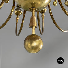 将图片加载到图库查看器,Chandelier in brass and white metal, 1950s