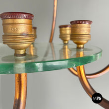 Load image into Gallery viewer, Chandelier in copper and glass, 1940s