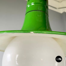 Charger l'image dans la galerie, Chandelier in green metal and plexiglass, 1970s