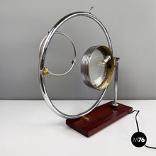 画像をギャラリービューアに読み込む, Table lamp with crafted glass, metal and wood, 1980s