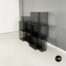 Load image into Gallery viewer, Modular bookcase or display in smoked plexiglass, 1990s