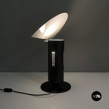 Load image into Gallery viewer, Matte black and glossy white metal table lamp, 1980s