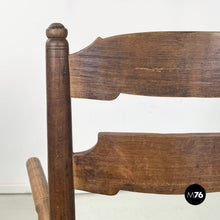 Load image into Gallery viewer, Wood and straw chair with armrests, late 1800s