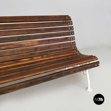 Load image into Gallery viewer, Wooden and white cast iron bench, 1930s