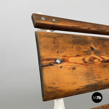 画像をギャラリービューアに読み込む, Italian Art Deco wooden and white cast iron bench, 1930s