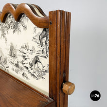 Load image into Gallery viewer, Fire screen in black and white fabric and wood, early 1900s