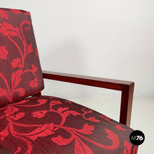 画像をギャラリービューアに読み込む, Armchair in wood and red fabric, 1930s