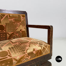 Load image into Gallery viewer, Armchairs in velvet and wood, 1930s