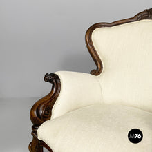Load image into Gallery viewer, Armchairs in wood and white fabric, 1930s