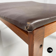 Load image into Gallery viewer, Poufs in brown leather and wood, 1960s