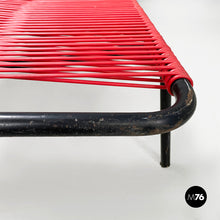 Load image into Gallery viewer, Deckchair in red scooby and black metal, 1960s