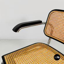 Load image into Gallery viewer, Chair in straw, black wood and steel, 1960s