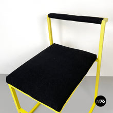 将图片加载到图库查看器,Chair with black fabric and yellow metal, 1980s