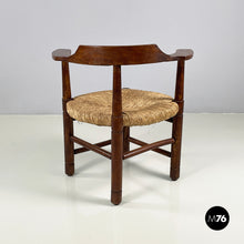 画像をギャラリービューアに読み込む, Tub chairs in straw and wood, 1970s